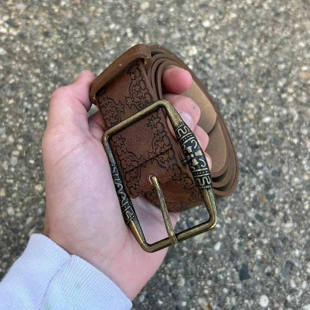 Vintage style brown american western floral rustic boho belt